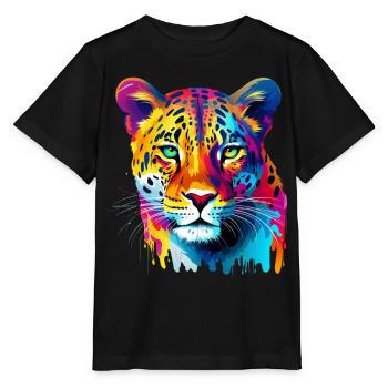 Éclaboussures de peinture léopard colorées éclaboussures de peinture - T-shirt bio MINI CREATOR Stanley/Stella Enfant - noir - Devant - Mikhail (115cm)