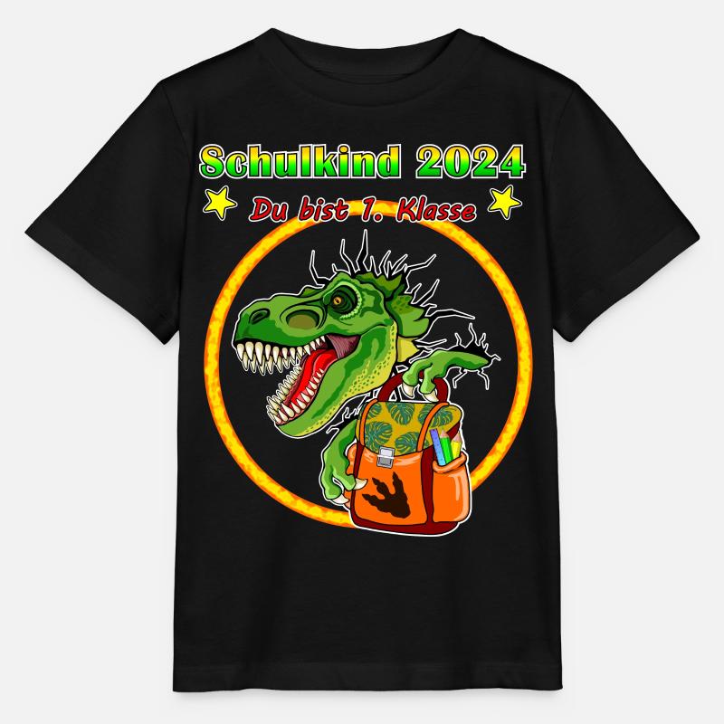 Schulkind Einschulung 2024 TRex - Stanley/Stella Kinder T-Shirt MINI CREATOR  - Schwarz