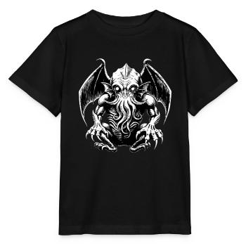Cthulhu Lord & Savior Monster Horror T-Shirt - Stanley/Stella Kinder T-Shirt MINI CREATOR  - Schwarz - Vorne - Mikhail (115cm)