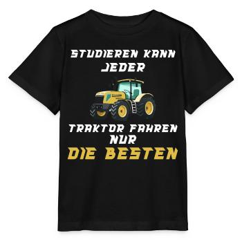 Traktor Landwirtschaft Trecker Landwirt Trecker - Stanley/Stella Kinder T-Shirt MINI CREATOR  - Schwarz - Vorne - Mikhail (115cm)
