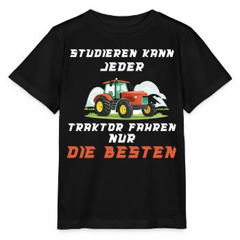 Traktor Landwirtschaft Trecker Landwirt Trecker - Stanley/Stella Kinder T-Shirt MINI CREATOR  - Schwarz - Vorne - Mikhail (115cm)