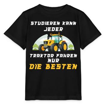 Traktor Landwirtschaft Trecker Landwirt Trecker - Stanley/Stella Kinder T-Shirt MINI CREATOR  - Schwarz - Vorne - Mikhail (115cm)