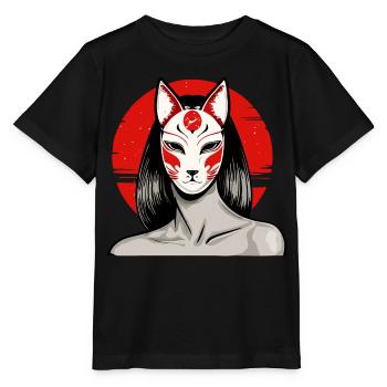 Manga Kitsune Renard Anime Kumiho Masque Manga Otaku - T-shirt bio MINI CREATOR Stanley/Stella Enfant - noir - Devant - Mikhail (115cm)