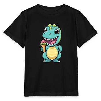 Dino mange de la glace - T-shirt bio MINI CREATOR Stanley/Stella Enfant - noir - Devant - Mikhail (115cm)