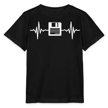 Diskette Herzschlag - Stanley/Stella Kinder T-Shirt MINI CREATOR  - Schwarz - Vorne - Mikhail (115cm)