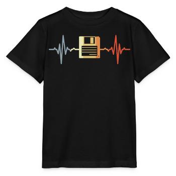 Retro Floppy Disk ECG - Stanley/Stella MINI CREATOR Kids’ T-Shirt - black - Front - Mikhail (115cm)