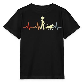 Schäferhund Kardiogramm - Stanley/Stella Kinder T-Shirt MINI CREATOR  - Schwarz - Vorne - Mikhail (115cm)