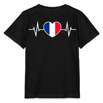 France Heartbeat ECG Love Heart France Fan - T-shirt bio MINI CREATOR Stanley/Stella Enfant - noir - Devant - Mikhail (115cm)