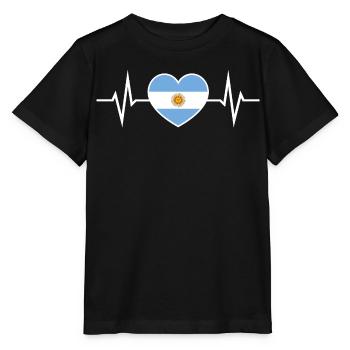 Argentinien Herzschlag EKG Liebe Argentinien-Fan - Stanley/Stella Kinder T-Shirt MINI CREATOR  - Schwarz - Vorne - Mikhail (115cm)
