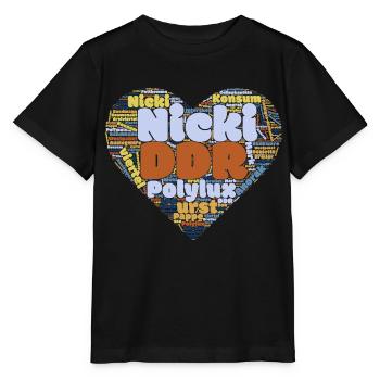 Wortwolken Herz mit Ostalgie Charme (DDR) - Stanley/Stella Kinder T-Shirt MINI CREATOR  - Schwarz - Vorne - Mikhail (115cm)
