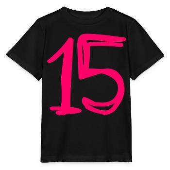 15 YEARS. 15th ANNIVERSARY. BIRTHDAY 15 YEARS.15 - Stanley/Stella MINI CREATOR Kids’ T-Shirt - black - Front - Mikhail (115cm)