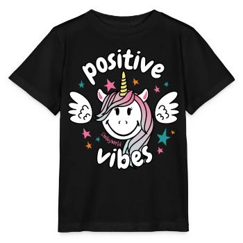 SmileyWorld Sourire Licorne Positive Vibes - T-shirt bio MINI CREATOR Stanley/Stella Enfant - noir - Devant - Mikhail (115cm)