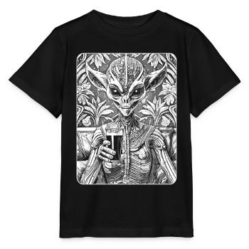 Alien Lounge: Einzigartiges Shirt für Sci-Fi-Fans! - Stanley/Stella Kinder T-Shirt MINI CREATOR  - Schwarz - Vorne - Mikhail (115cm)