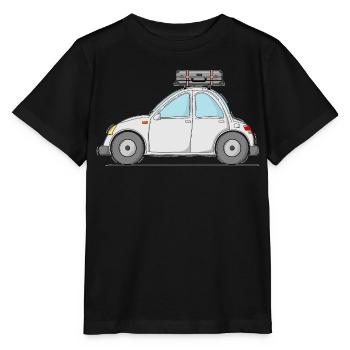 Voiture avec valise sur le toit en gris - T-shirt bio MINI CREATOR Stanley/Stella Enfant - noir - Devant - Mikhail (115cm)