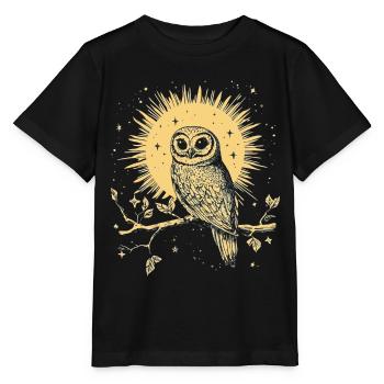 Eule Uhu Vogel Nachtvogel Tier Nacht Mond Natur - Stanley/Stella Kinder T-Shirt MINI CREATOR  - Schwarz - Vorne - Mikhail (115cm)