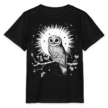 Eule Uhu Vogel Nachtvogel Tier Nacht Mond Natur - Stanley/Stella Kinder T-Shirt MINI CREATOR  - Schwarz - Vorne - Mikhail (115cm)