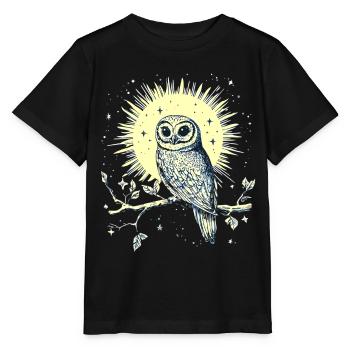 Eule Uhu Vogel Nachtvogel Tier Nacht Mond Natur - Stanley/Stella Kinder T-Shirt MINI CREATOR  - Schwarz - Vorne - Mikhail (115cm)
