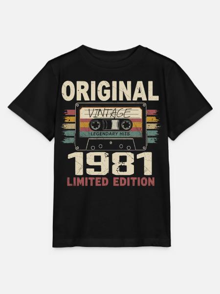1981 Geburtstagsgeschenk 1981 Jahrgang 1981 Retro - Stanley/Stella Kinder T-Shirt MINI CREATOR - Schwarz