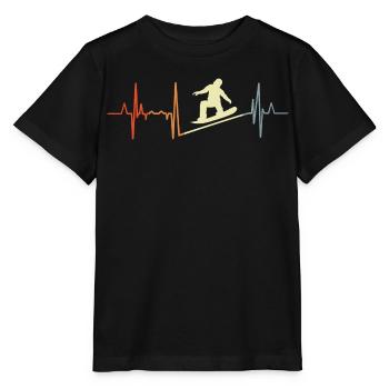 Vintage Snowboarding Herzschlag - Stanley/Stella Kinder T-Shirt MINI CREATOR  - Schwarz - Vorne - Mikhail (115cm)
