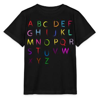 Alphabet Letters Colorful Elementary School - Stanley/Stella MINI CREATOR Kids’ T-Shirt - black - Front - Mikhail (115cm)