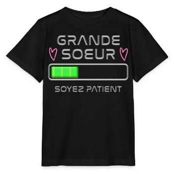 Grande Soeur En Cours Message Annonce - T-shirt bio MINI CREATOR Stanley/Stella Enfant - noir - Devant - Mikhail (115cm)