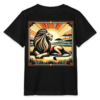 König Savanne Löwe Art Deco Style - Stanley/Stella Kinder T-Shirt MINI CREATOR  - Schwarz - Vorne - Mikhail (115cm)