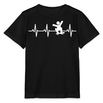 Skateboarder Strichmännchen Kardiogramm - Stanley/Stella Kinder T-Shirt MINI CREATOR  - Schwarz - Vorne - Mikhail (115cm)
