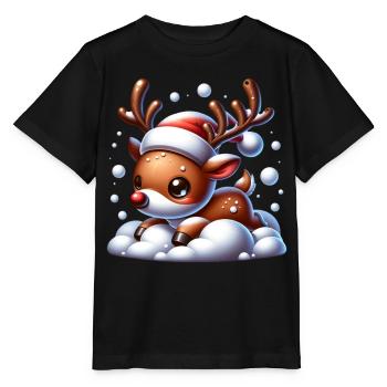 Renne mignon cadeau de Saint-Nicolas - T-shirt bio MINI CREATOR Stanley/Stella Enfant - noir - Devant - Mikhail (115cm)