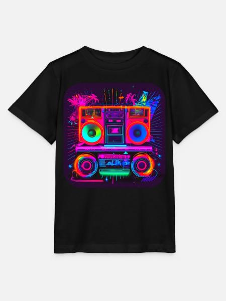 Star de la radio rétro des années 80 - T-shirt bio MINI CREATOR Stanley/Stella Enfant - noir