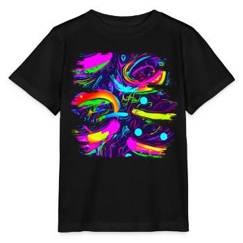 Neon Abstrakt Style Trend UV - Stanley/Stella Kinder T-Shirt MINI CREATOR  - Schwarz - Vorne - Mikhail (115cm)