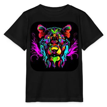 Neon Cyberglow UV Abstrakt Style - Stanley/Stella Kinder T-Shirt MINI CREATOR  - Schwarz - Vorne - Mikhail (115cm)