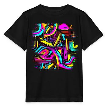 Neon Design Abstrakt UV House Style - Stanley/Stella Kinder T-Shirt MINI CREATOR  - Schwarz - Vorne - Mikhail (115cm)