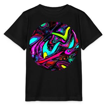Neon Abstrakt Style Trend Glow Party - Stanley/Stella Kinder T-Shirt MINI CREATOR  - Schwarz - Vorne - Mikhail (115cm)