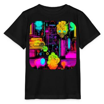 Neon Abstrakt Style Trend UV - Stanley/Stella Kinder T-Shirt MINI CREATOR  - Schwarz - Vorne - Mikhail (115cm)