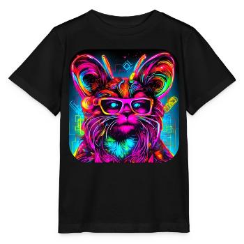 Neon Cyberglow UV Abstrakt Style - Stanley/Stella Kinder T-Shirt MINI CREATOR  - Schwarz - Vorne - Mikhail (115cm)