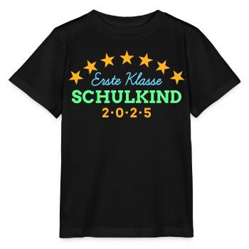 1. Klasse Schulkind 2025 Einschulung Schulbeginn - Stanley/Stella Kinder T-Shirt MINI CREATOR  - Schwarz - Vorne - Mikhail (115cm)