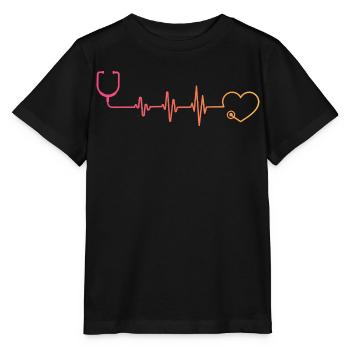 Stethoscope Nurse Sunset heartbeat Doctor - Stanley/Stella MINI CREATOR Kids’ T-Shirt - black - Front - Mikhail (115cm)