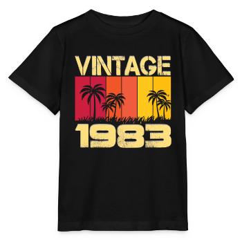 Millésime 1983 - palmiers ensoleillés - T-shirt bio MINI CREATOR Stanley/Stella Enfant - noir - Devant - Mikhail (115cm)