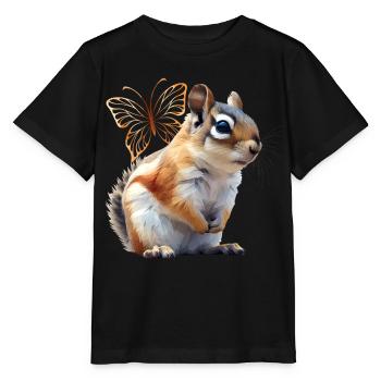 Fliegendes Eichhörnchen - Stanley/Stella Kinder T-Shirt MINI CREATOR  - Schwarz - Vorne - Mikhail (115cm)