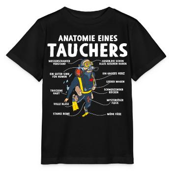 Anatomie eines Tauchers - Stanley/Stella Kinder T-Shirt MINI CREATOR  - Schwarz - Vorne - Mikhail (115cm)