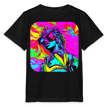 Neon Funky Pop Star Glow Party - Stanley/Stella MINI CREATOR Kids’ T-Shirt - black - Front - Mikhail (115cm)