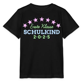 1. Klasse Schulkind 2025 Einschulung Schulbeginn - Stanley/Stella Kinder T-Shirt MINI CREATOR  - Schwarz - Vorne - Mikhail (115cm)