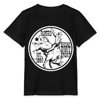 Cowboy de rodéo équitation taureau western lasso cadeau - T-shirt bio MINI CREATOR Stanley/Stella Enfant - noir - Devant - Mikhail (115cm)