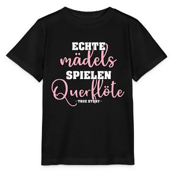 CUTE REAL GIRLS PLAY FLUTE MUSIC FLUTE - Stanley/Stella MINI CREATOR Kids’ T-Shirt - black - Front - Mikhail (115cm)