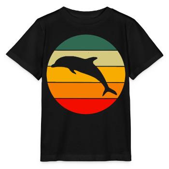 Ocean Animal Sea Animal Gift Retro Dolphin - Stanley/Stella MINI CREATOR Kids’ T-Shirt - black - Front - Mikhail (115cm)