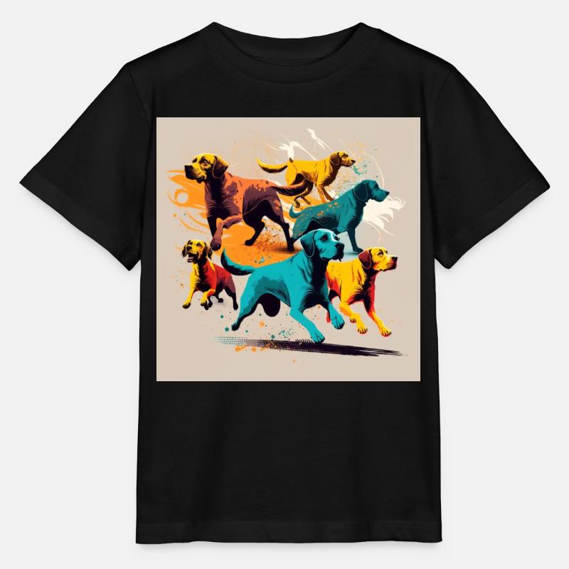 Groupe de chiens - Chiens colorés - T-shirt bio MINI CREATOR Stanley/Stella Enfant - noir