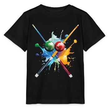 Billiard Pool Snooker Cue Balls Splash Coloré - T-shirt bio MINI CREATOR Stanley/Stella Enfant - noir - Devant - Mikhail (115cm)