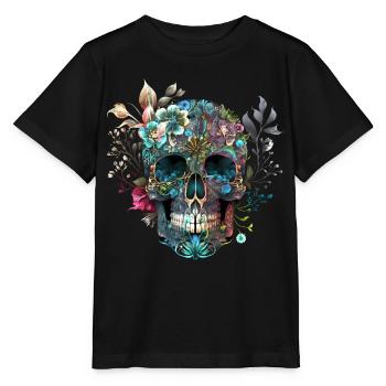 Mexican skull, flowers, skull, skull - Stanley/Stella MINI CREATOR Kids’ T-Shirt - black - Front - Mikhail (115cm)