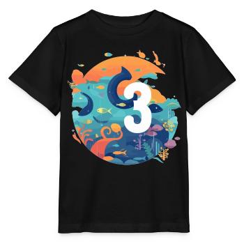 3rd Birthday Sea Motifs and Fish - Stanley/Stella MINI CREATOR Kids’ T-Shirt - black - Front - Mikhail (115cm)
