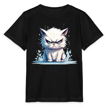 cat grumpy grumpy grumpy meow funny - Stanley/Stella MINI CREATOR Kids’ T-Shirt - black - Front - Mikhail (115cm)
